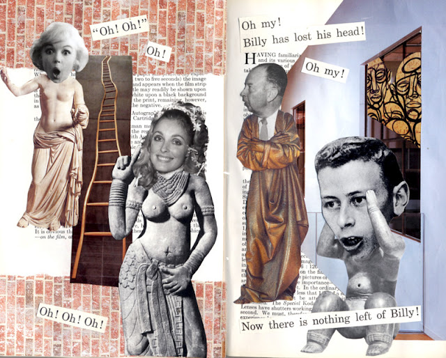 Collages in altered book 