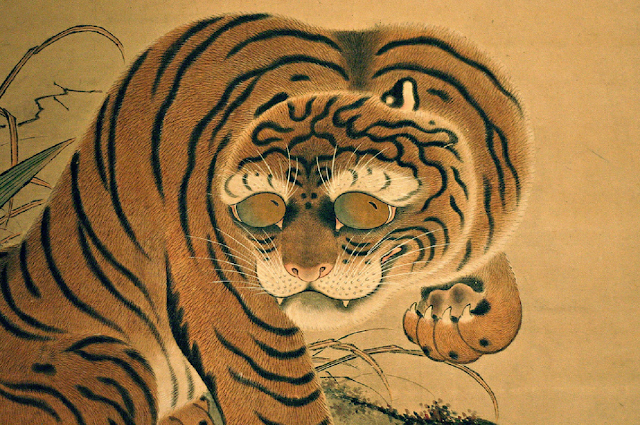 Исидзаки Гэнтоку, школа Нагасаки. Фрагмент свитка с тигром