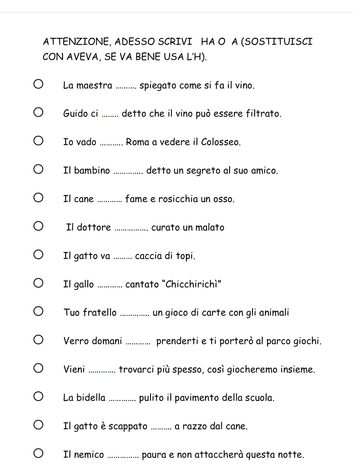 Unmondodiamici Uso Dell H Nelle Voci Verbali Ho Hai Ha Hanno