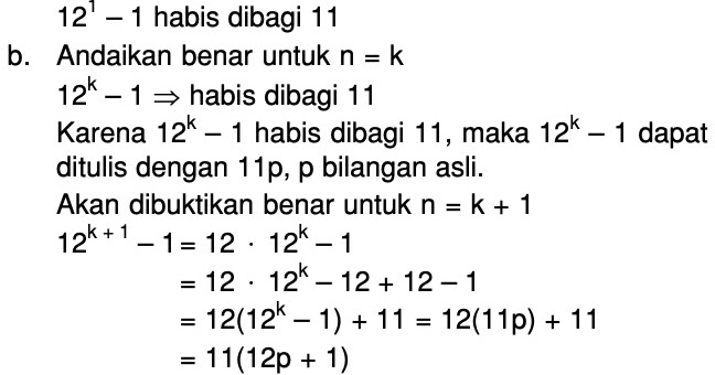 Buktikan Dengan Induksi Matematika Bahwa 12n 1 Habis Dibagi 11 Mas Dayat