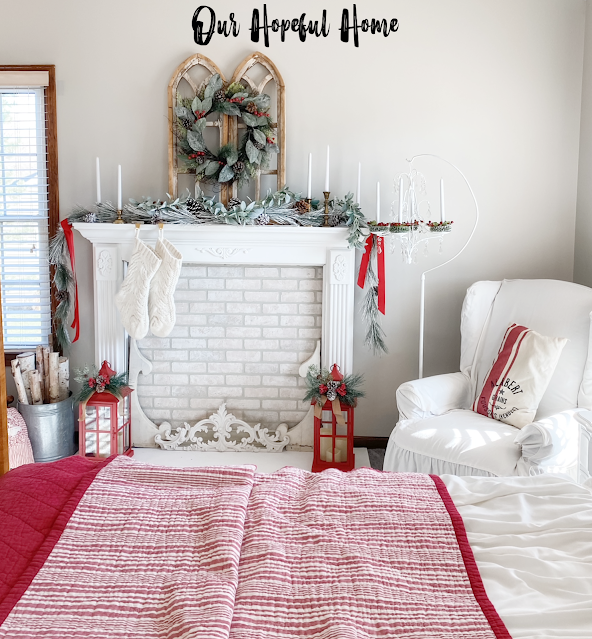 vintage French Christmas master bedroom