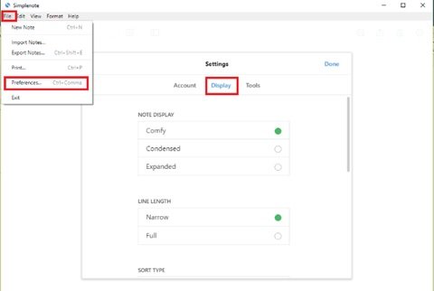 Aplicación para tomar notas Simplenote