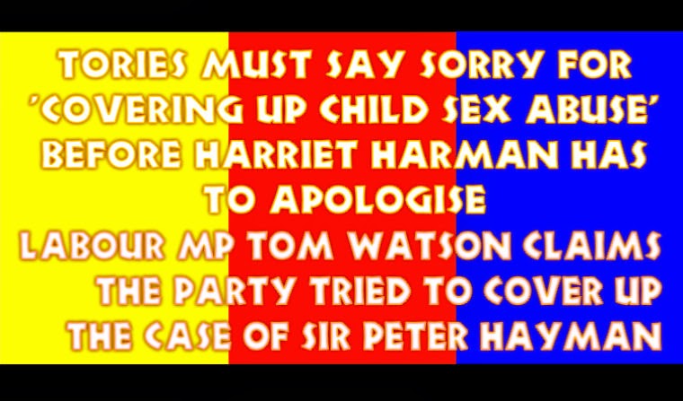 Mr Watson claims the Conservatives tried to cover up the case of diplomat Sir Peter Hayman who was