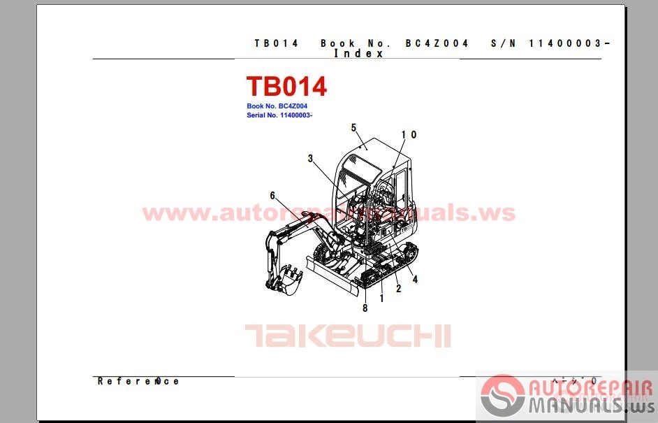 Free Auto Repair Manual : Takeuchi 10.2014 Parts Manual