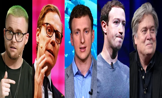 Christopher Wylie, Alexander Nix, Aleksandr Kogan, Mark Zuckerberg, Steve Bannon