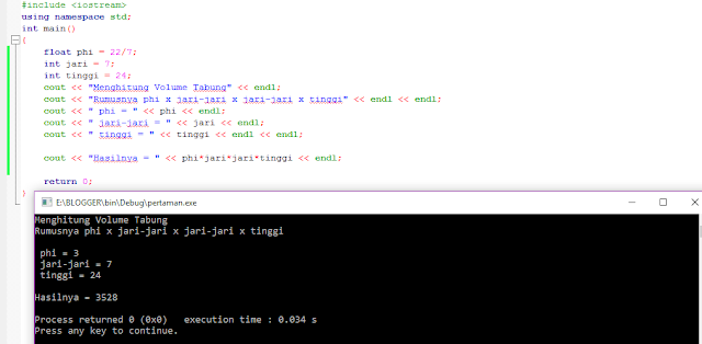 8# Membuat Program / Aplikasi Menghitung Volume Tabung Dan Luas Tabung Bahasa Pemrograman C++