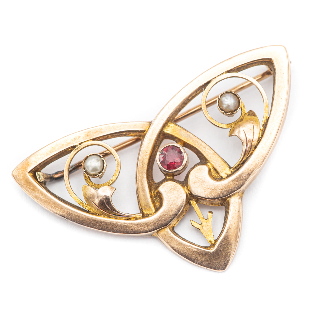 Handmade 8k yellow gold geometrical brooch. House of Magic Treasures