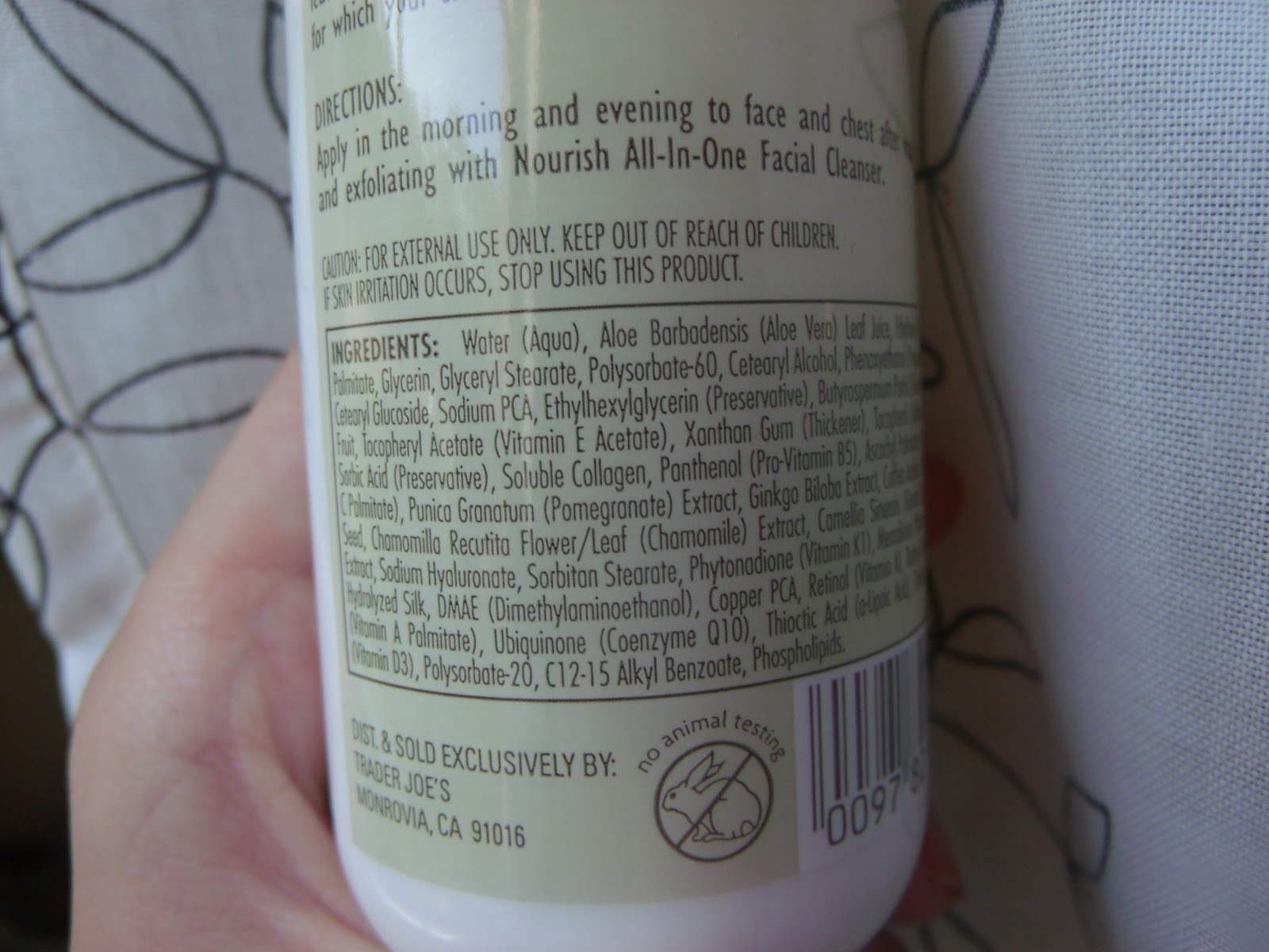 trader joe's moisturizer ingredients