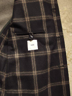 ts(s) "3 Button Long Jacket in Window Pane Plaid Wool Bonded Cloth"