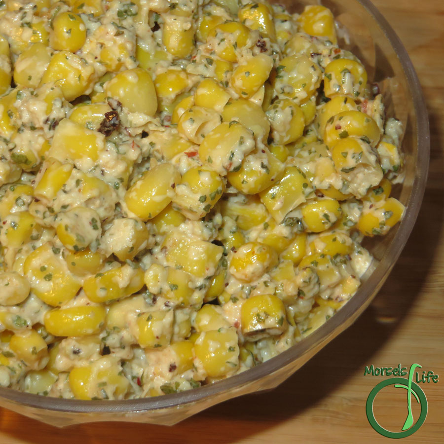 Morsels of Life - Mexican Corn Salad - A Mexican corn salad full of the yumminess of Elote - cotija cheese and chipotle mayo combined with sweet corn.