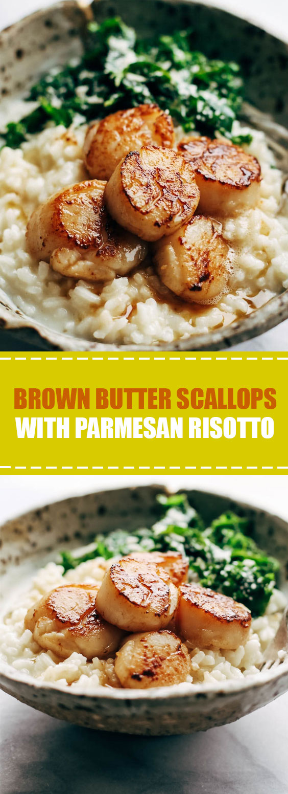 Brown Butter Scallops with Parmesan Risotto