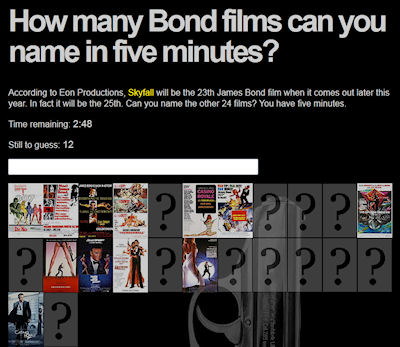 The Presurfer: How Many James Bond Films Can You Name In Five Minutes?