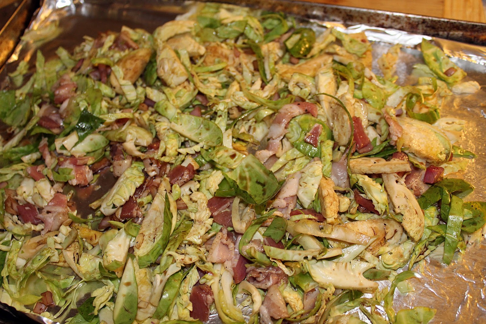 Brussels sprouts, eggs and bacon sheet pan breakfast