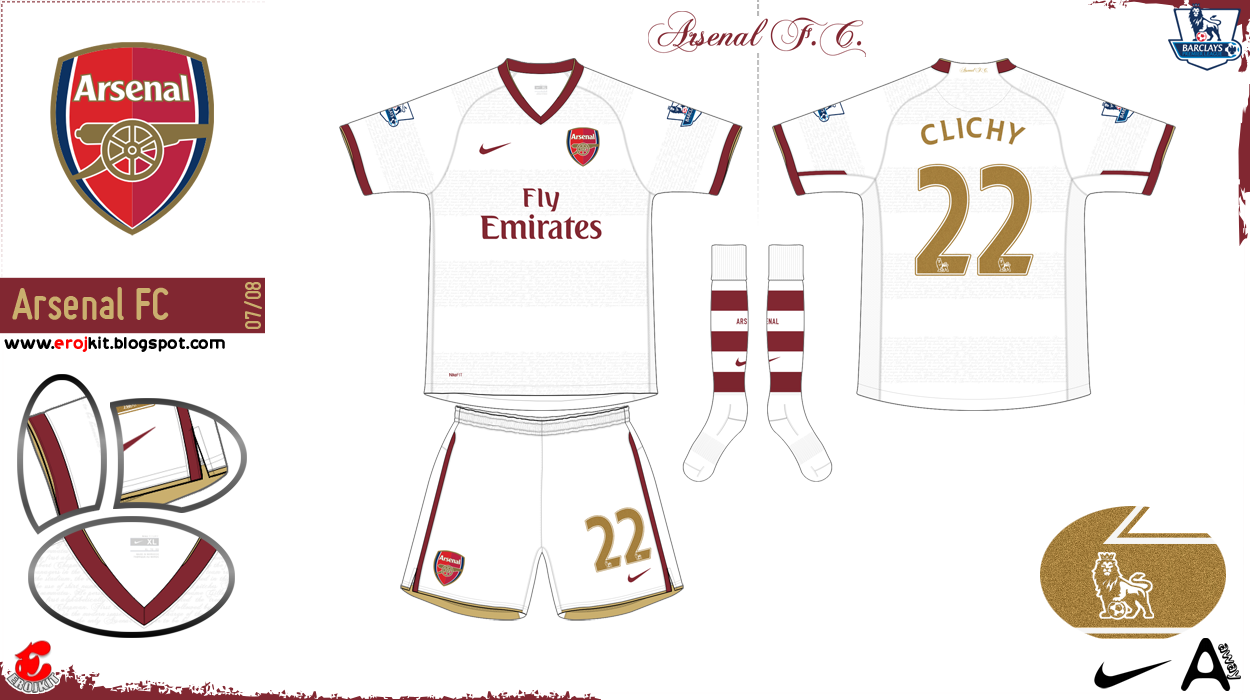 Kit Design, by eroj 200708 Arsenal (Home, Away e Third)