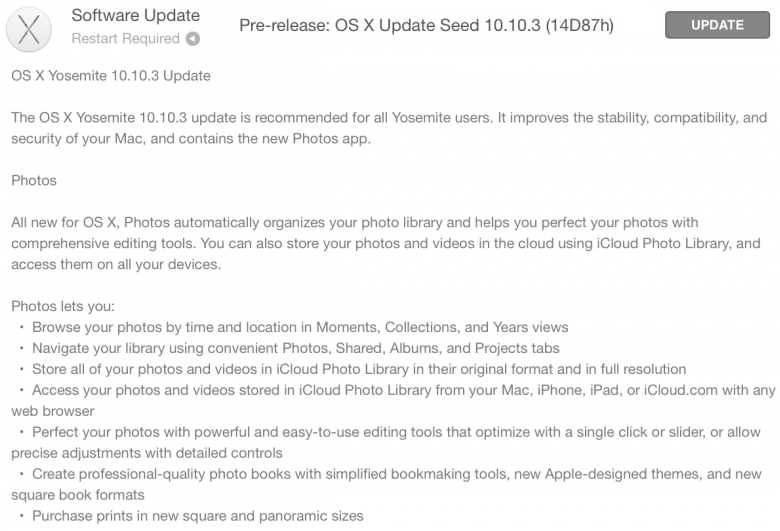 Mac OS X Yosemite 10.10.3 Beta 2 (14D87h) Features and Changes