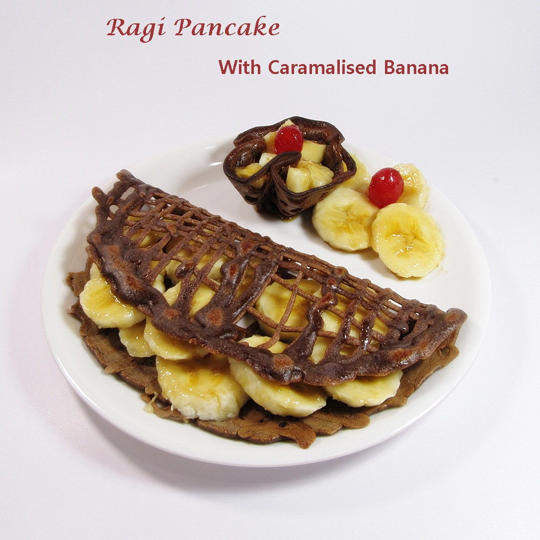 Boni's Healthy Twists Ragi Pancake with caramelised banana / Finger