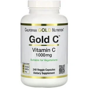 California Gold Nutrition, Gold C, витамин C, 1000 мг, 240 вегетарианских капсул