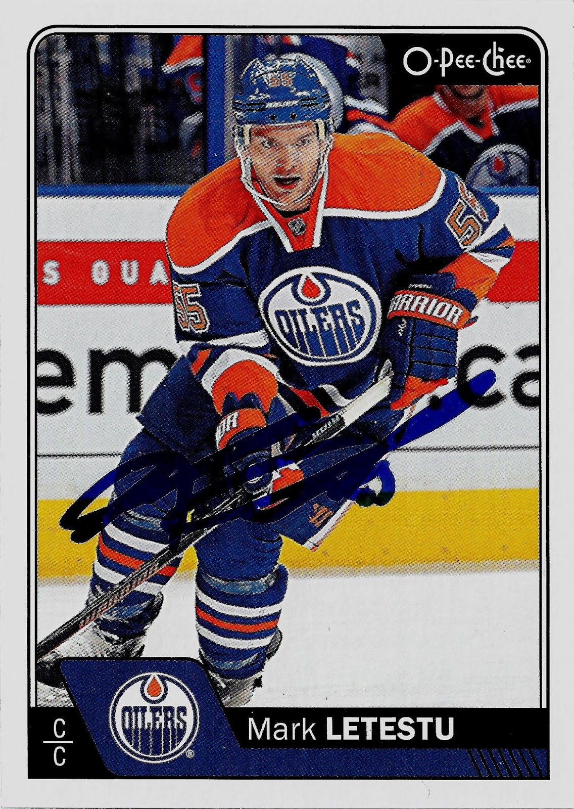 Mark Letestu #55 - Autographed 2015-16 Edmonton Oilers Pre-game