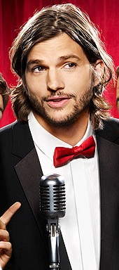 Ashton Kutcher in red tie
