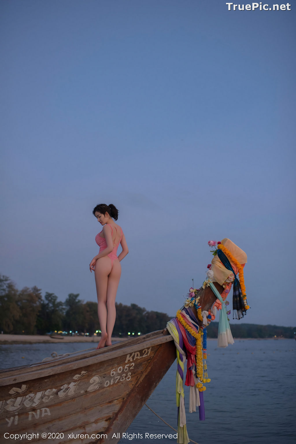 Image XIUREN No.2340 - Chinese Model Shen Mengyao (沈梦瑶) - Sexy Pink Monokini on the Beach - TruePic.net - Picture-50