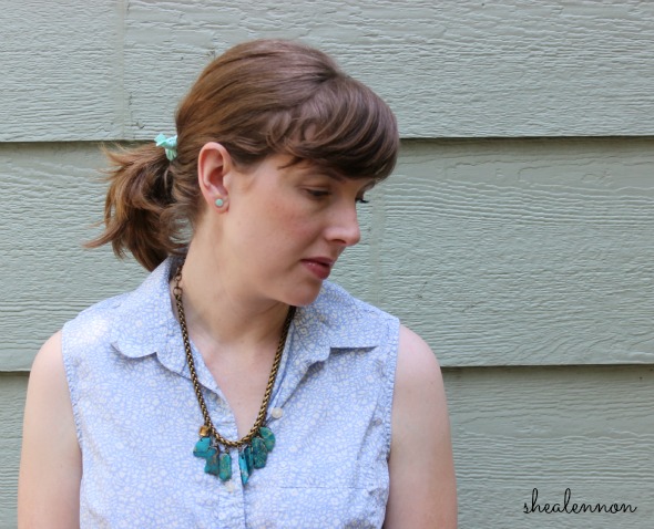 pastel shirt with chunky statement necklace | www.shealennon.com