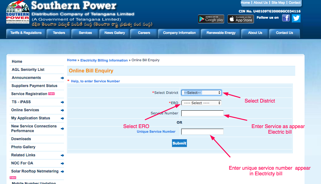 TSSPDCL Electricity Bill Payment Enquiry Online BillDesk