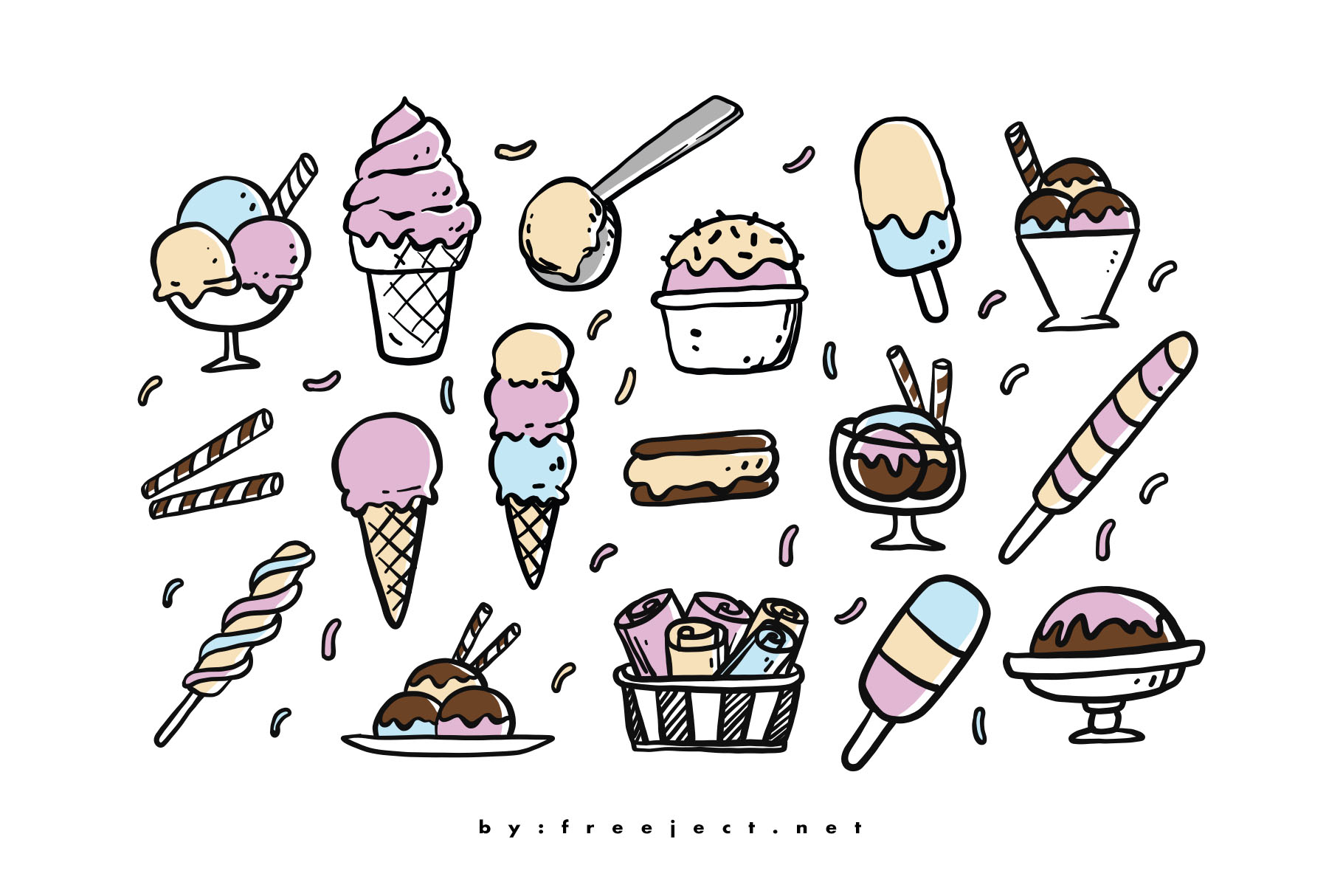 Set of Sweet Ice Cream Vector Illustration Free Download EPS File