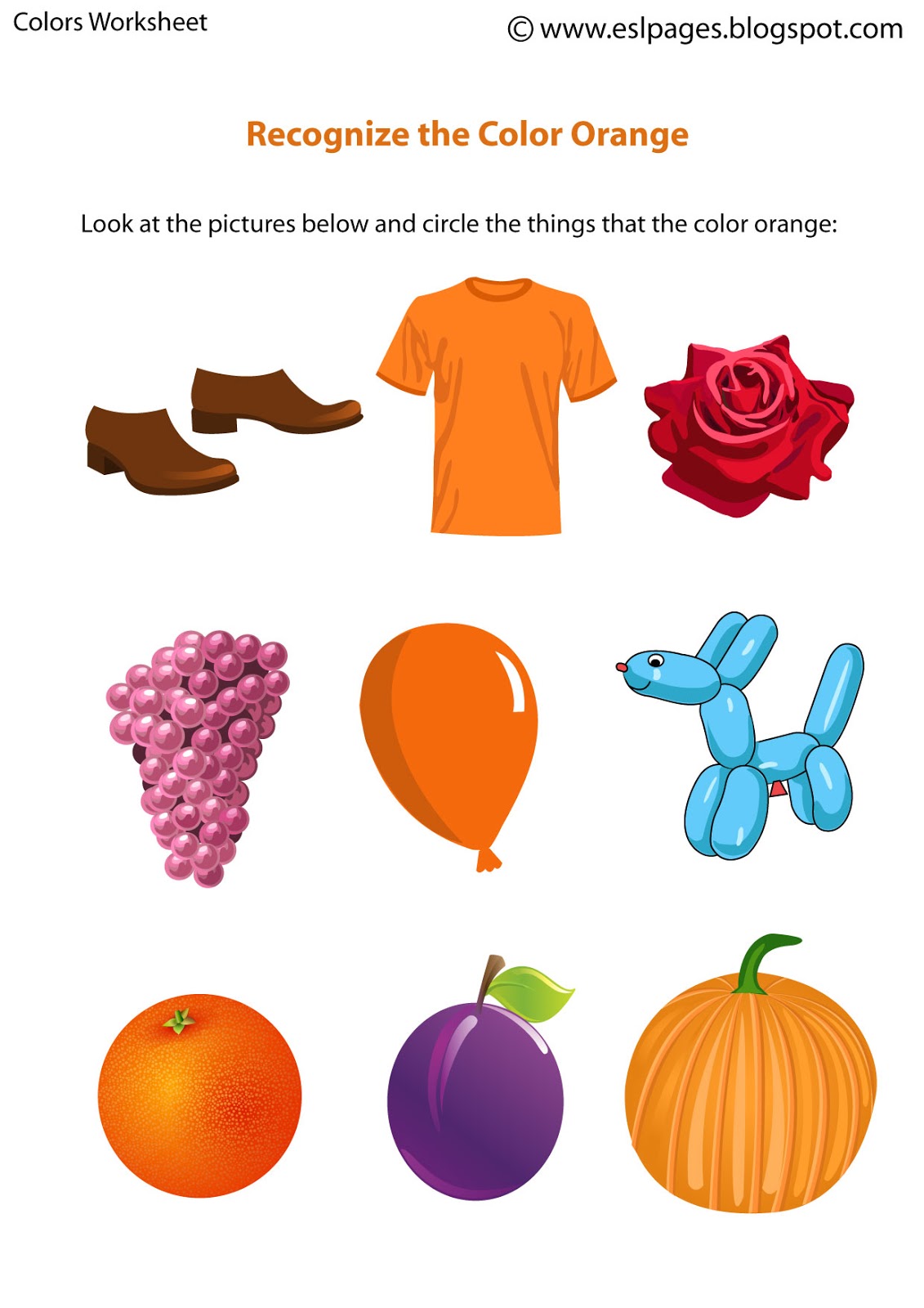 Esl Pages: Colors Worksheets