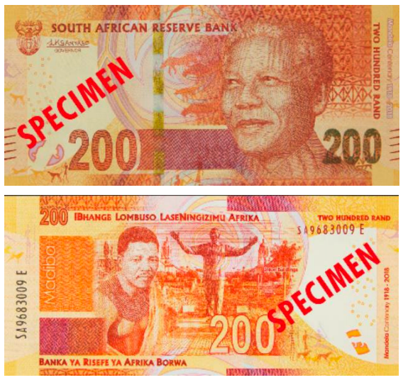 New Mandela bank notes look like R10, R20, R50, R100, R200 and R5 coin,