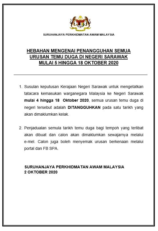 Temuduga SPA Sarawak Oktober Tangguh