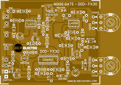 PCB Layout Noise Gate untuk Gitar DOD FX 30