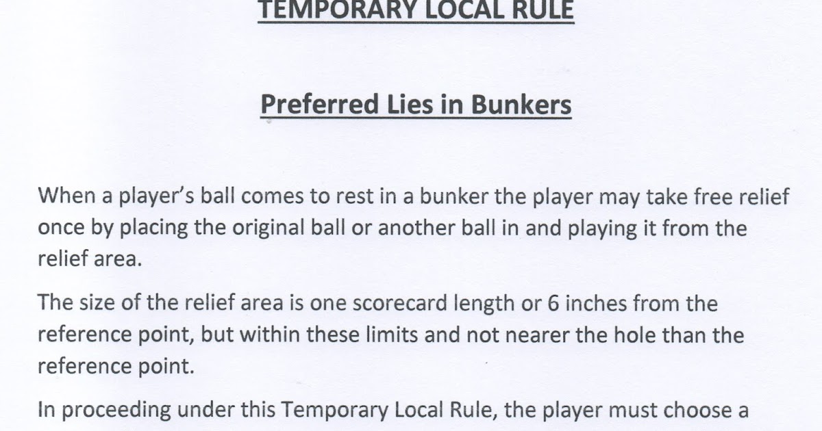 Strathmore Ladies Temporary Local Rule