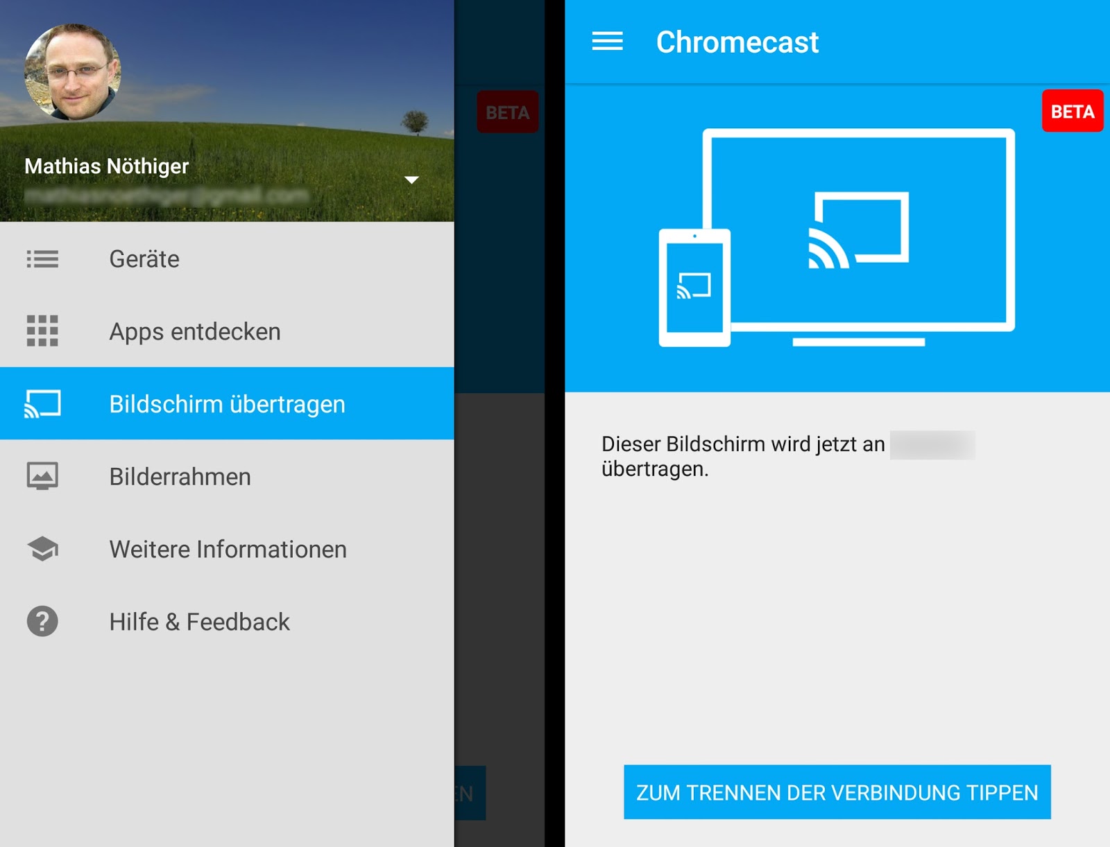 Chromecast Bildschirm übertragen Chromecast Bildschirm übertragen
