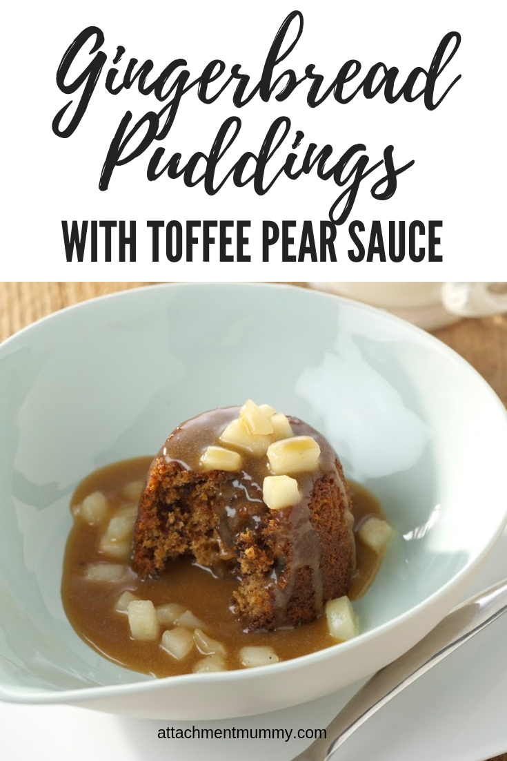 Sticky Ginger Puddings Recipe with Toffee Pear Sauce