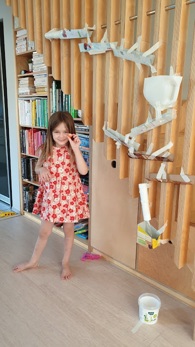 homemade marble run from recycling