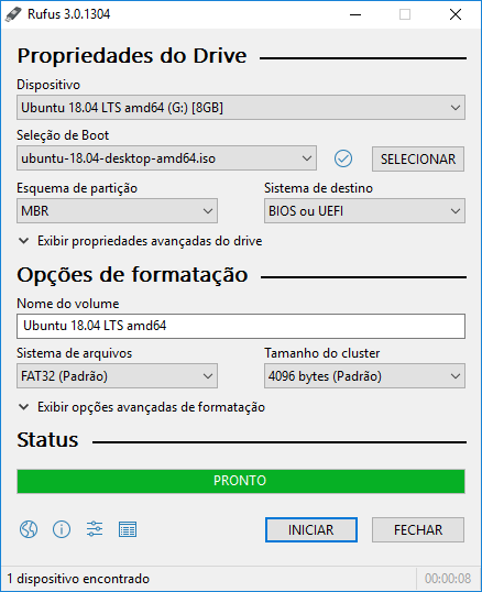 Imagem: Software de criação de imagens USB RUFUS