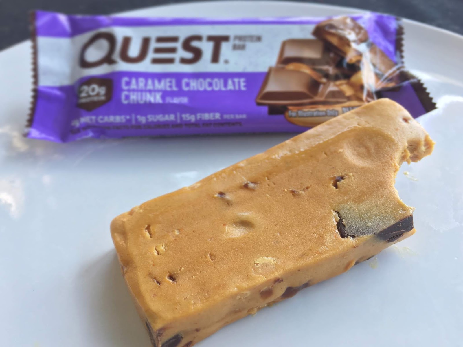 Carlee McDot REVIEW Quest Caramel Chocolate Chunk Protein Bars
