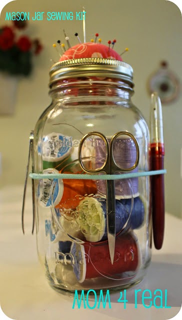 diy mason jar crafts for sewing kit