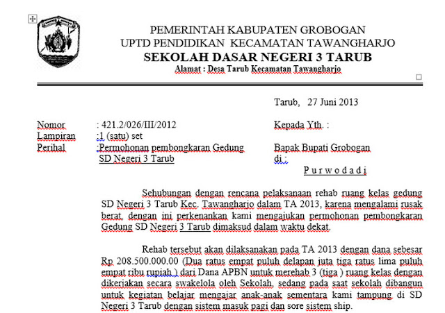 Surat Permohonan Bangunan Sekolah 17 Descargar