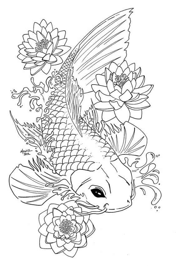Koi Fish Tattoo Stencil