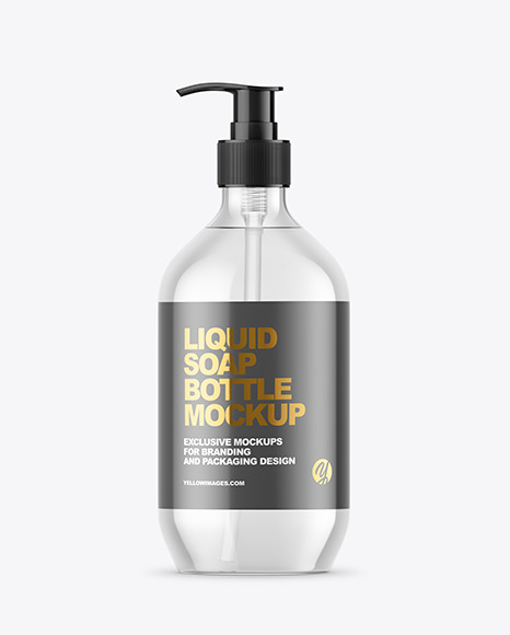 Download Clear Liquid Soap Bottle With Pump Mockup PSD Mockup Templates