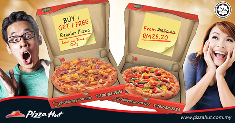 Pizza Hut Delivery Buy 1 Free 1 Regular Pizza