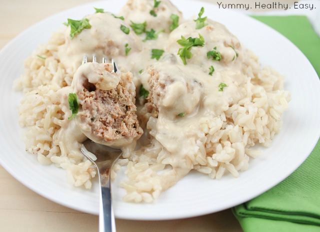 These Baked Turkey Meatballs in Cream Sauce are the most rich and flavorful meatballs I’ve ever had. Even when made with lean ground turkey, they are crazy moist! 
