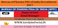 Bureau of Pharma PSU of India Recruitment 2017– Zonal Manager