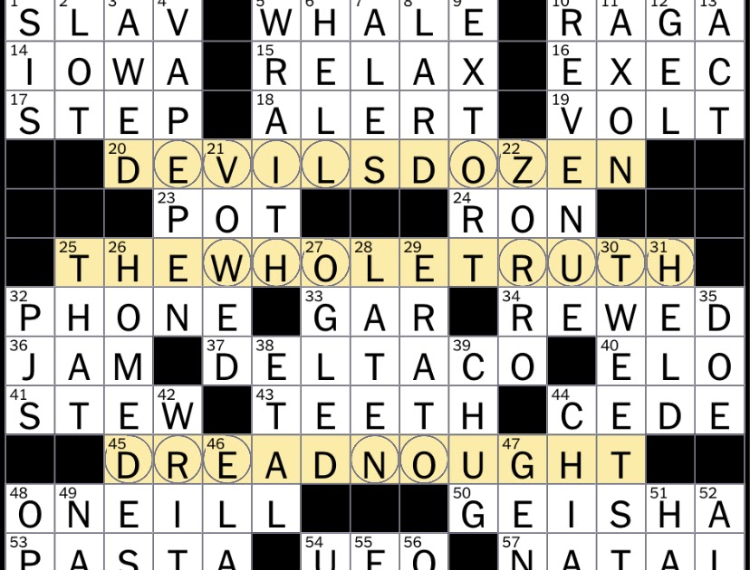 The New York Times Crossword Puzzle Solved: Wednesday's New York Times crossword puzzle solved