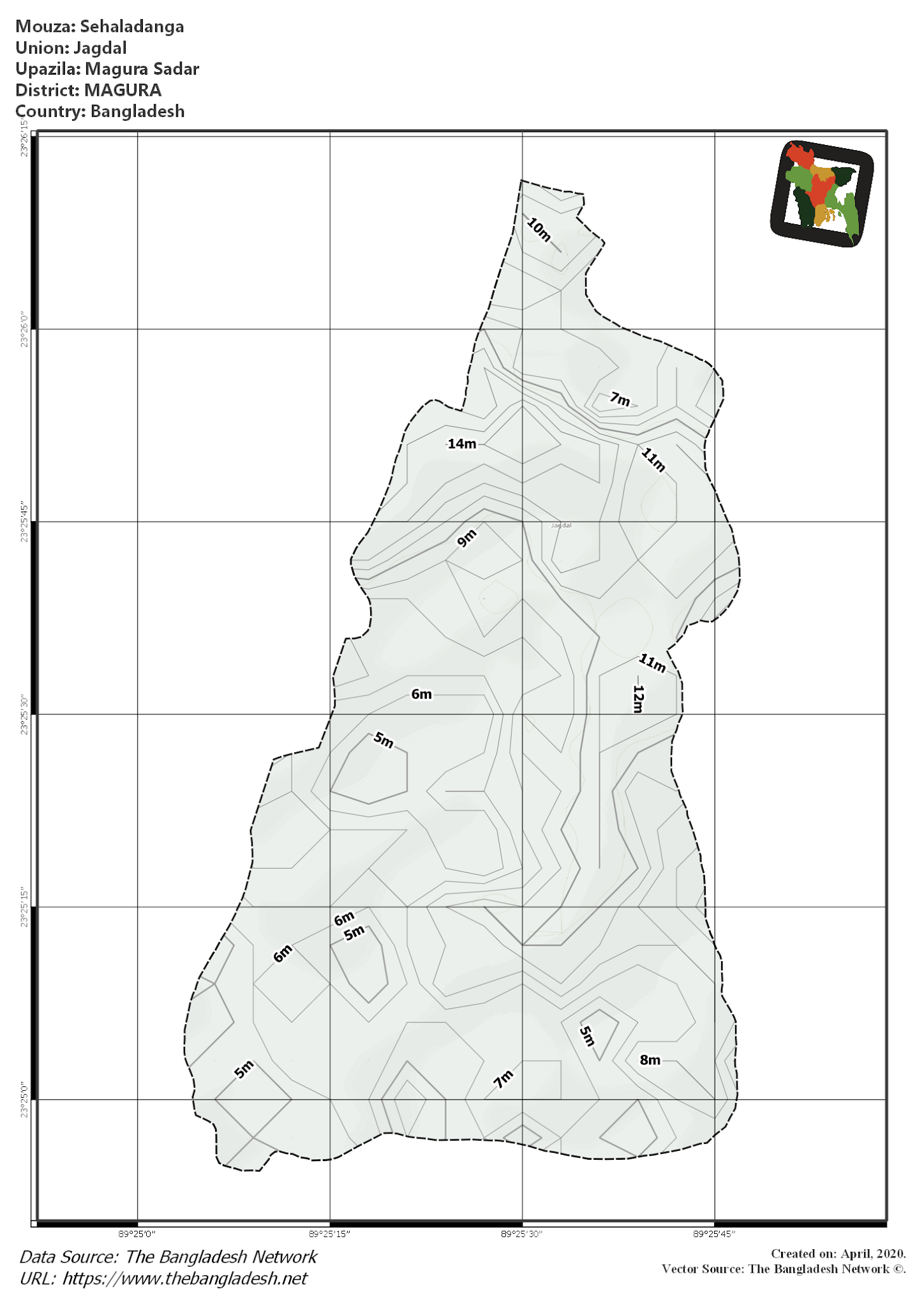 Map of Sehaladanga Mouza of Magura Sadar Upazila, MAGURA, Bangladesh.