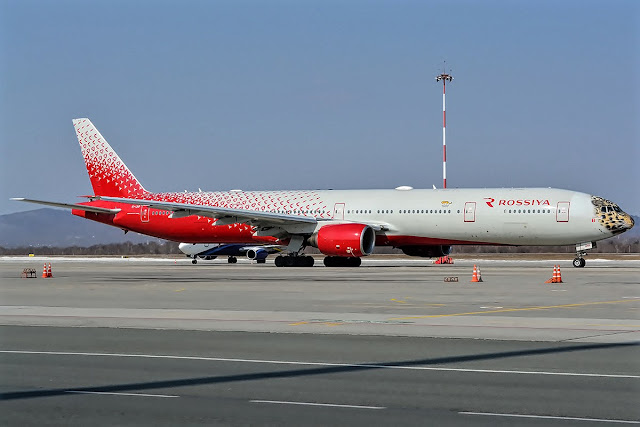 boeing 777-300 rossiya airlines while taxiing runway