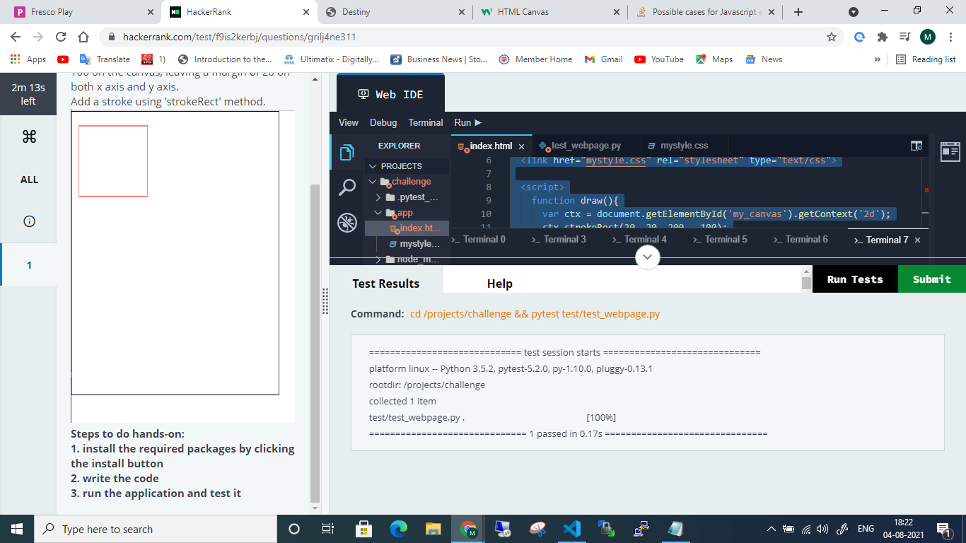 TechFreak Tej Html5canvas Embed a Canvas of width 600 and height