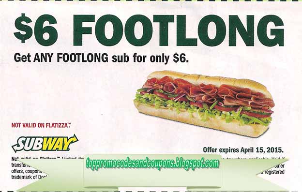Free Promo Codes and Coupons 2023: Subway Coupons
