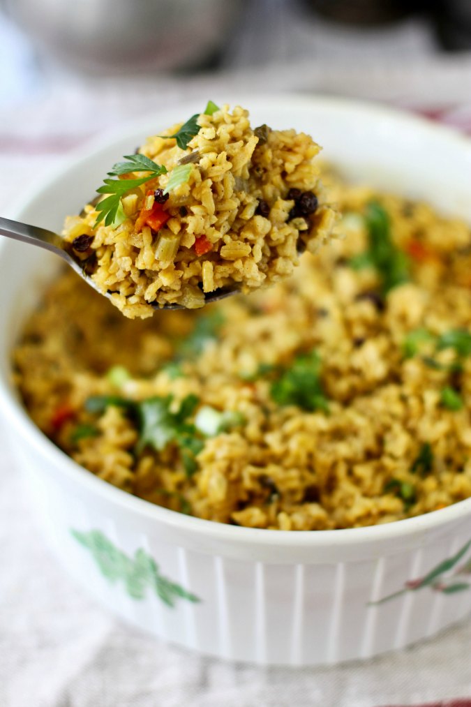 Chicken Curry with Cashews and Brown Basmati Rice Pilaf Karen's